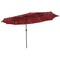 Costway 15FT Twin Patio Double-Sided Umbrella 48 Solar LED Lights Crank Outdoor Wine\Beige\Coffee\Orange\Turquoise
